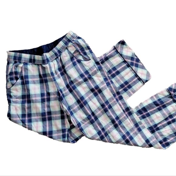 Y2K 2000's Victoria's Secret Luxe Navy, White & Pink Plaid Pajama Bottoms XS - Picture 4 of 6